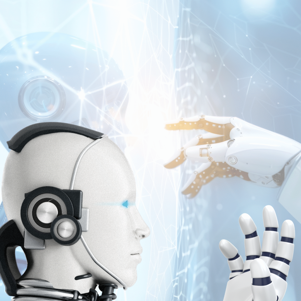 أبيض وأزرق فاتح حديث التكنولوجيا والذكاء الاصطناعي منشور على لينكد إن